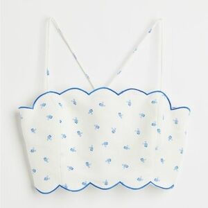 Printed Linen-blend Top